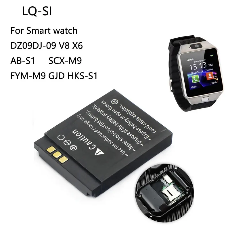 1-100PCS LQS1 3.7V 380mAh Batt - Watch V8 recensione e prezzo